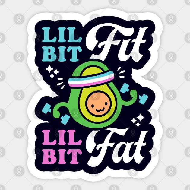 Lil Bit Fit Lil Bit Fat (Retro Cartoon) Funny Avocado Pun Sticker by brogressproject